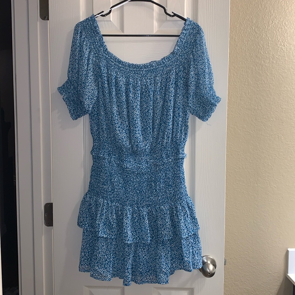 Revamped blue floral print dress